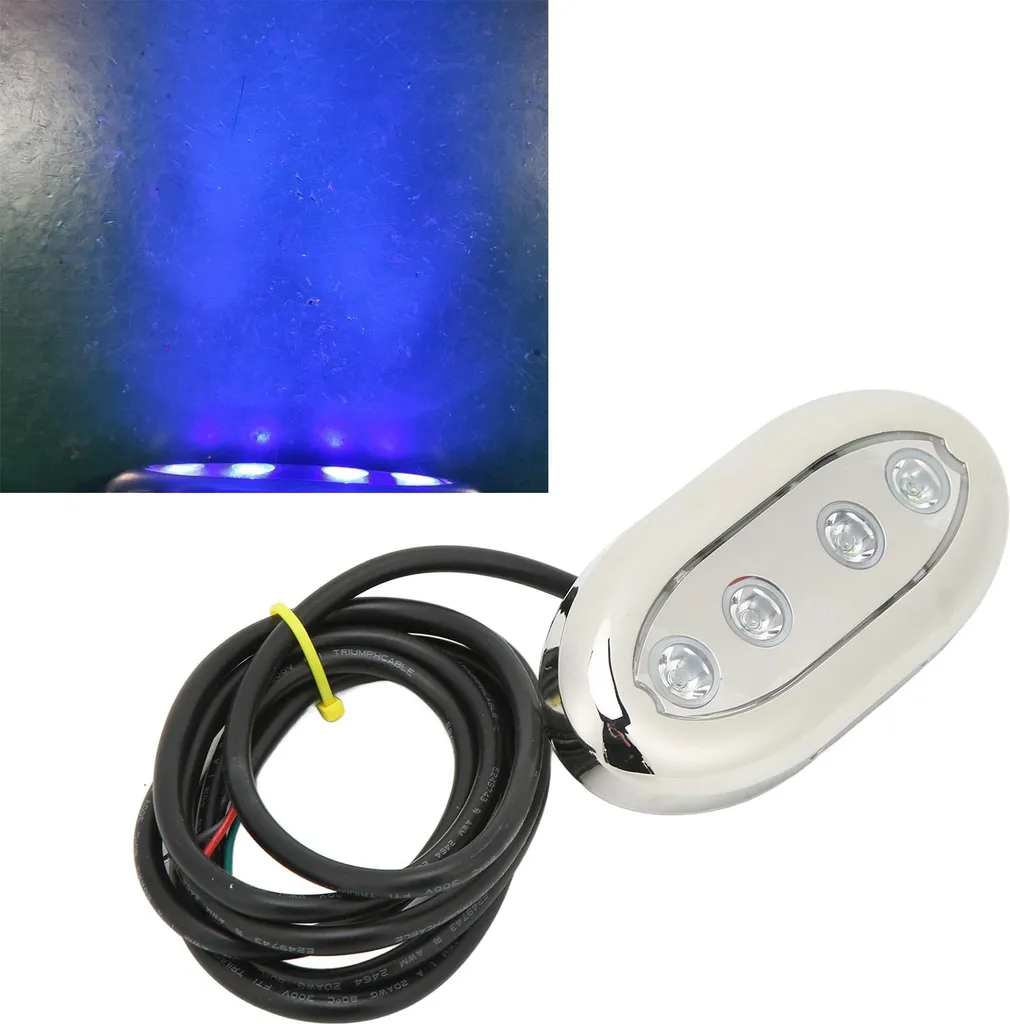 Projecteur LED marin étanche IP68 contre corrosion lampe bleue bateau