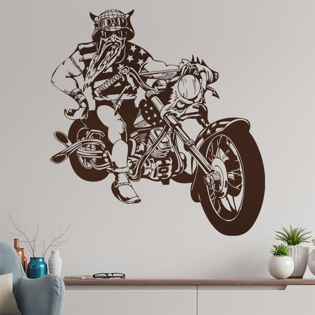 US Biker Wandtattoo in 6 Größen - Wandaufkleber Wall Sticker - Dekoration, Küche, Wohnzimmer, Schlafzimmer, Badezimmer