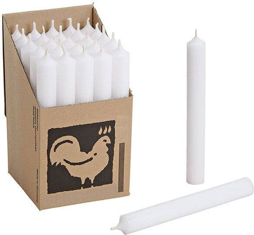 Stabkerzen aus Paraffin, 180/22 mm, Weiß, KERZENFARM HAHN, Produktbild 5