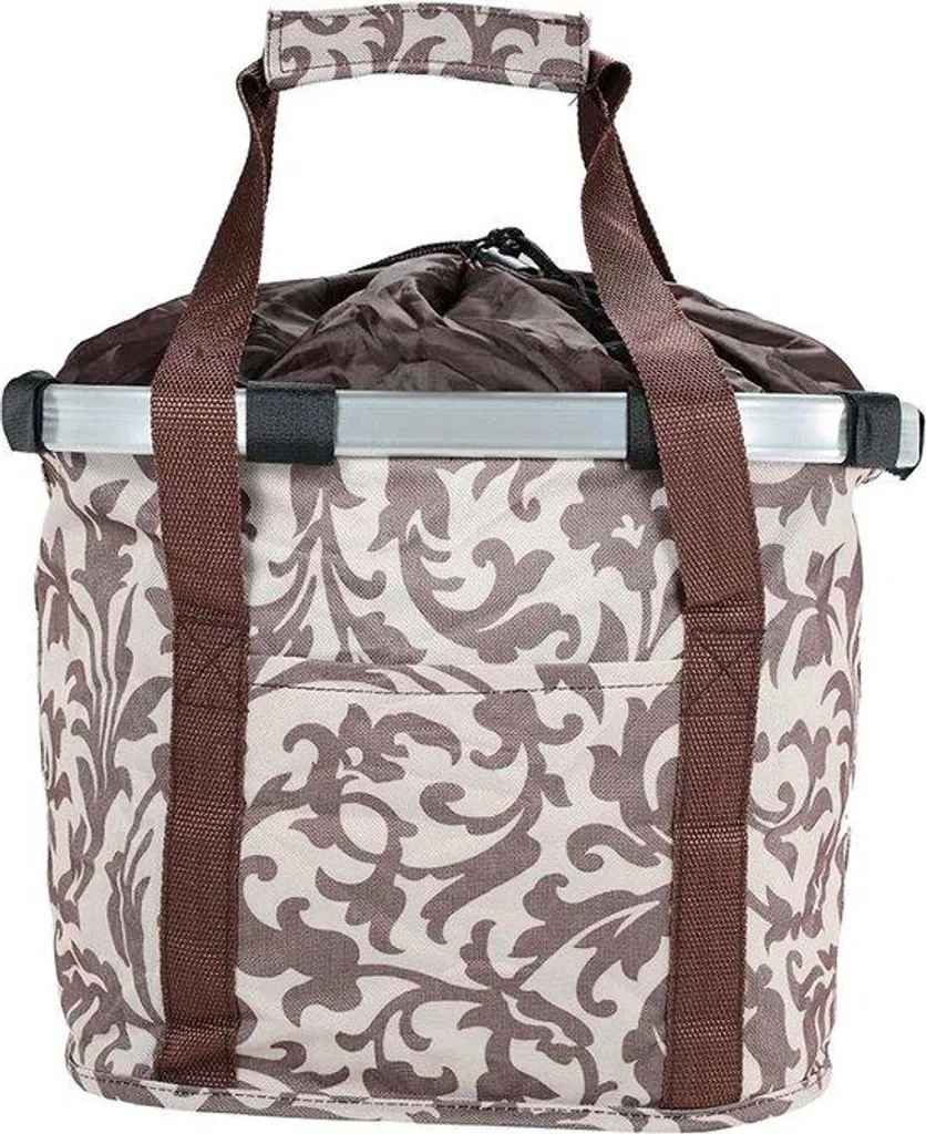 Panier de transport pour chien sur guidon vélo amovible fleurs et brun