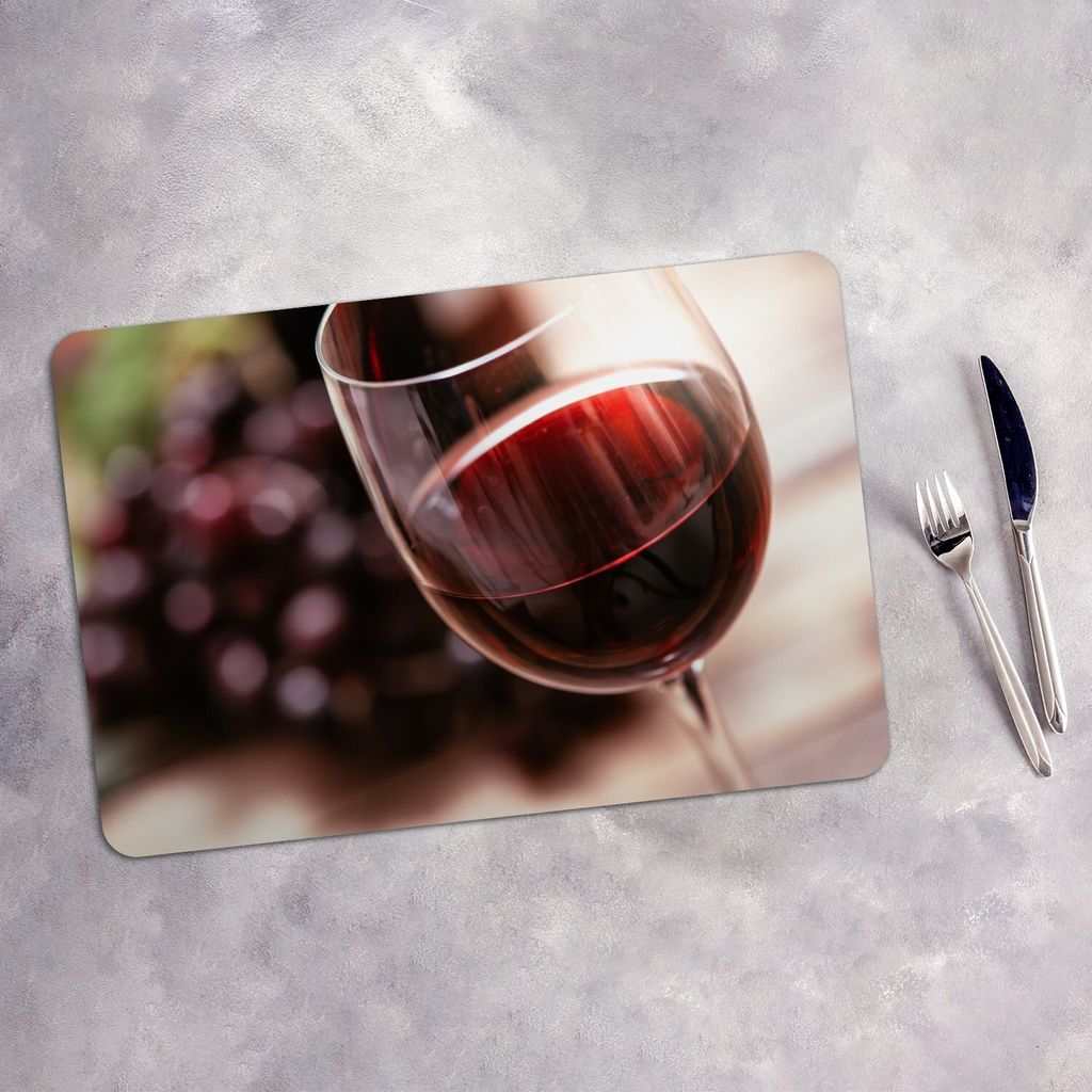 Tischset 6x45x30 cm + 6x10fi cm Platzset Tischmatte Platzmatte Untersetzer - Wein und Traubenglas