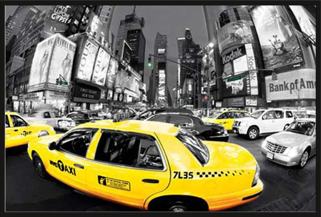 Affiche New York avec Cadre à Clip Shinsuke Noir et Vitre Acrylique Sûre