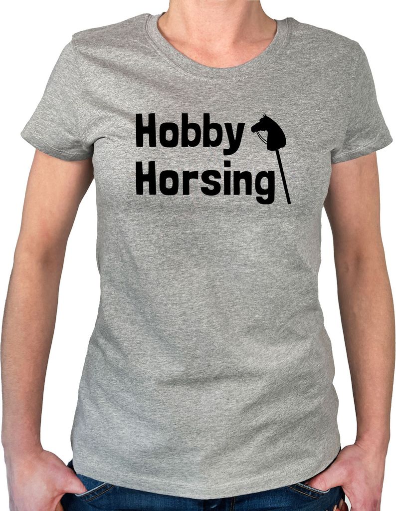 Huuraa Damen T-Shirt Hobby Horsing Steckenpferd XL Sport Grey Bio Baumwolle Fairtrade Damenshirt Geschenkidee