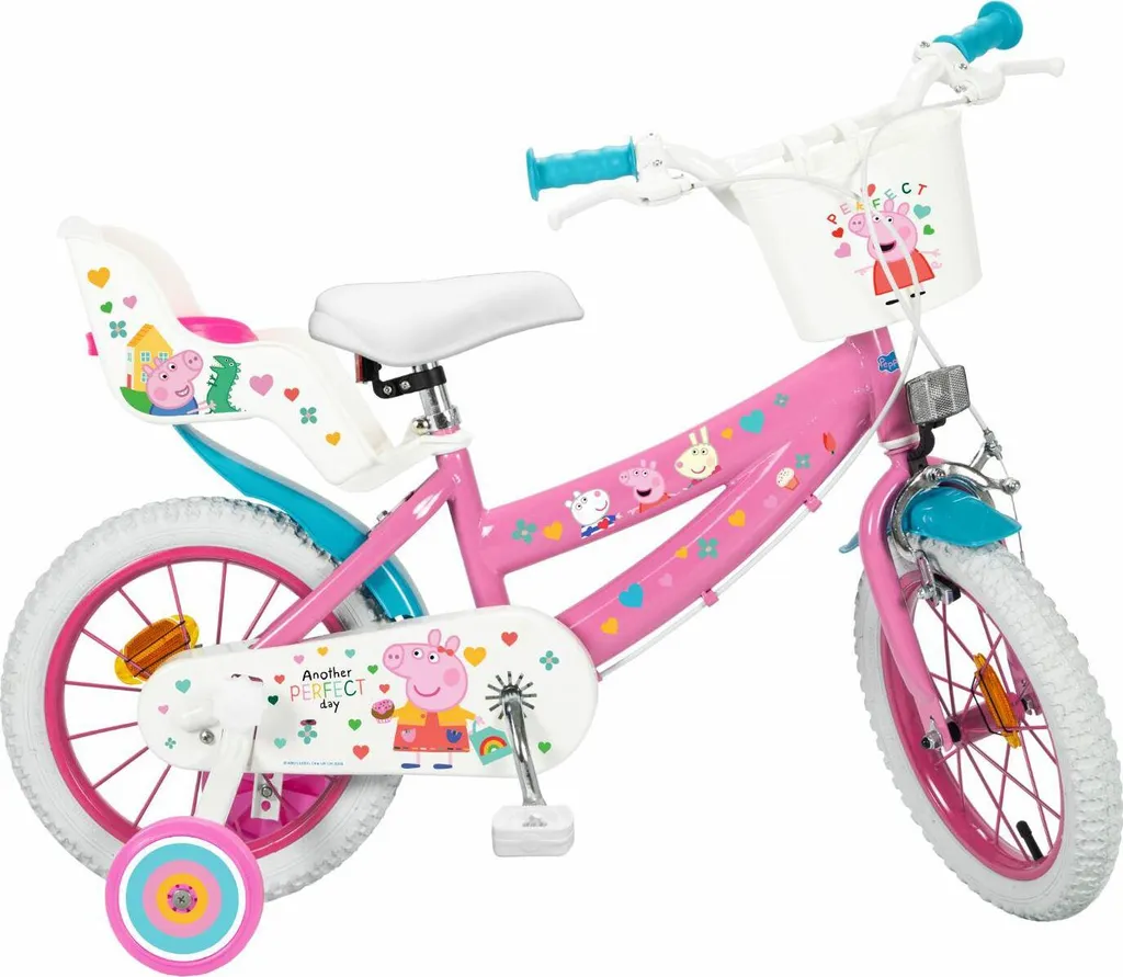 Vélo 16 pouces Peppa Pig Toimsa Rose avec Stabilisateurs Amovibles