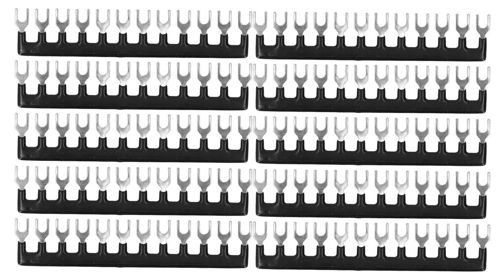 10 Stück Gabelklemme 8 Positionen Barrierestreifen Streifenblock mit vorisoliertem 400 V 15 A Schwarz TB-1512