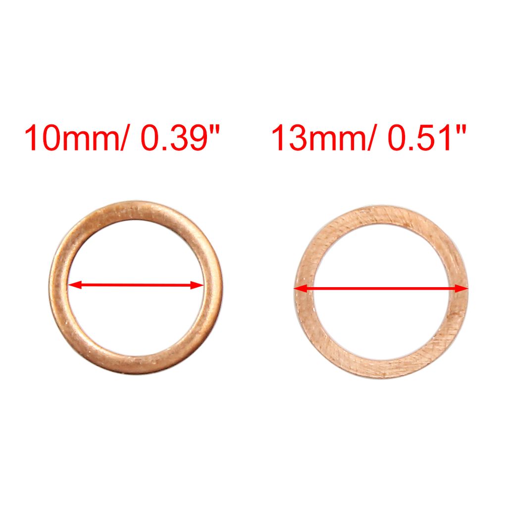 20 Stück Flache Unterlegscheiben Kupfer Dichtungen Ring für Auto 10mm Inner Dmr.