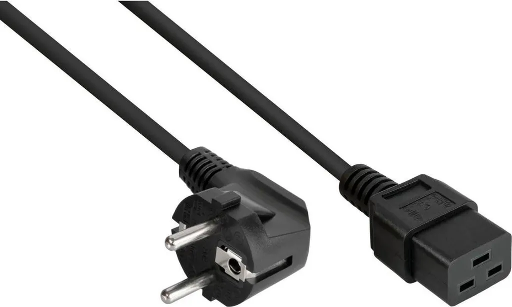 Câble d'alimentation C19 vers Schuko coudé 90° noir de 5m kabelmeister