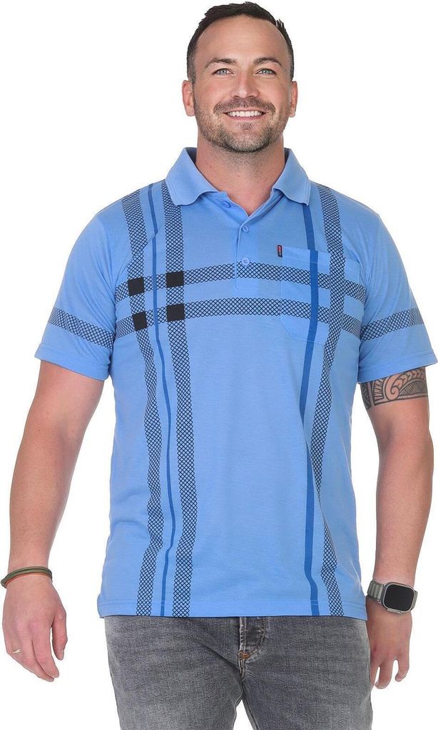 Herren Poloshirt Sommer Polo-Hemd Kurzarm, Blau/M/48