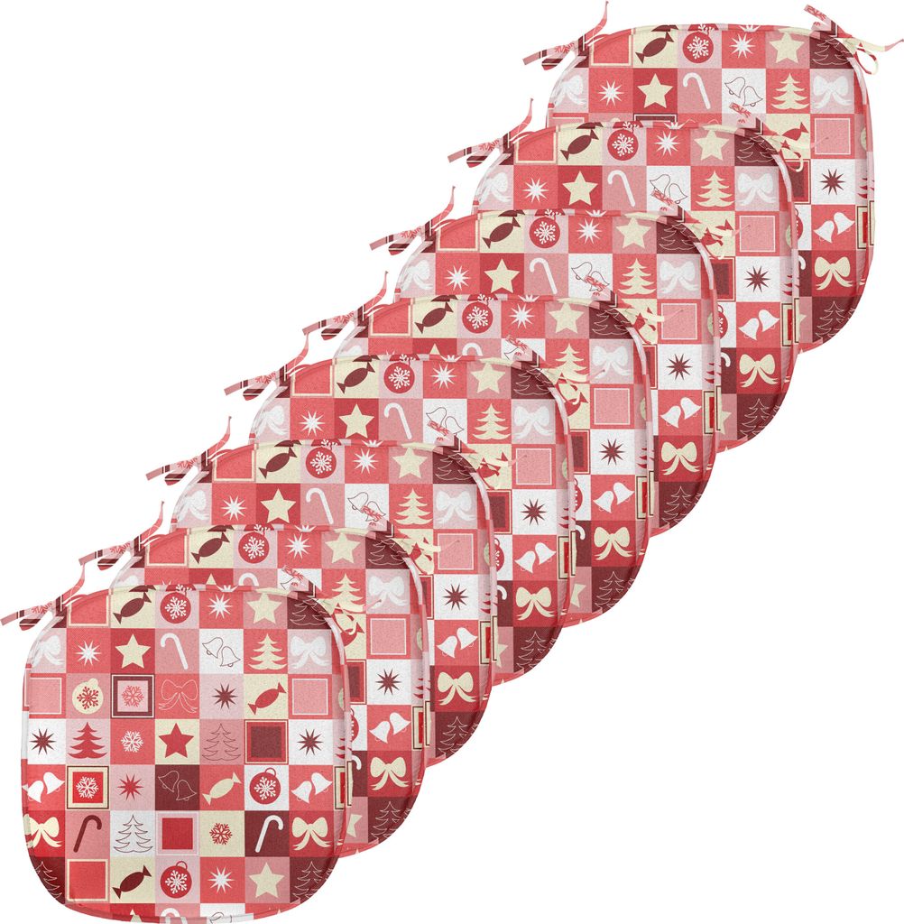 ABAKUHAUS Weihnachten Polster für Esszimmerstühle, Rosa Kegel-Stern, Dekoratives wasserfestes Kissen mit Riemen für Küchensitze, 40 cm x 40 cm-...
