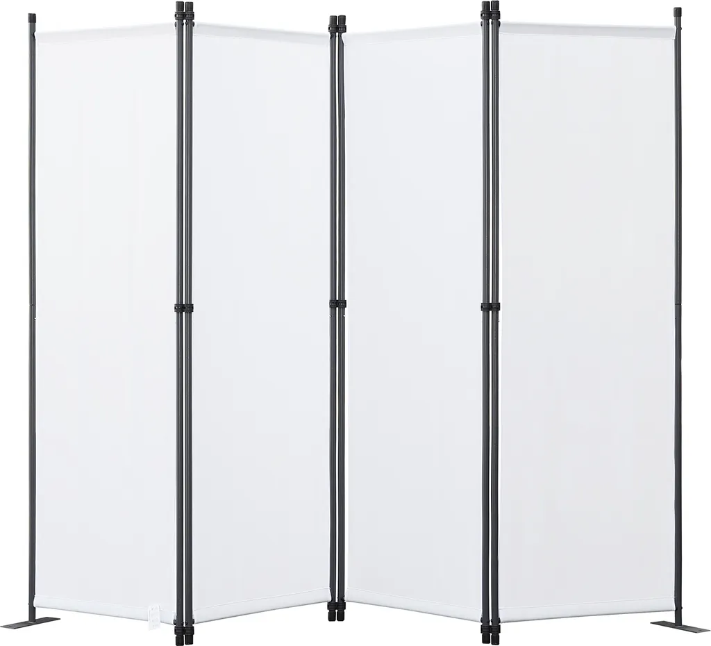 Paravent Angel Living blanc 225x165cm en acier et polyester 4 panneaux