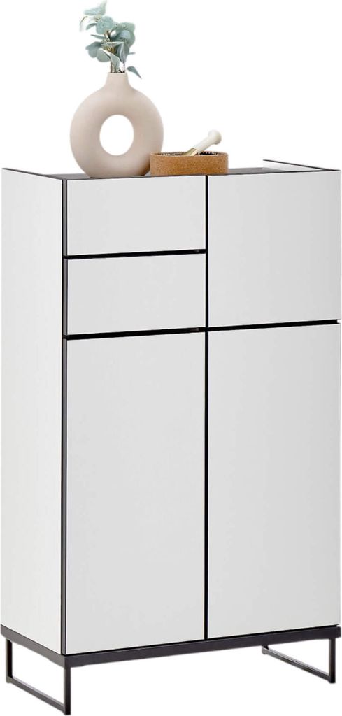 Badezimmer Highboard Badmöbel VENEZIA Weiß matt