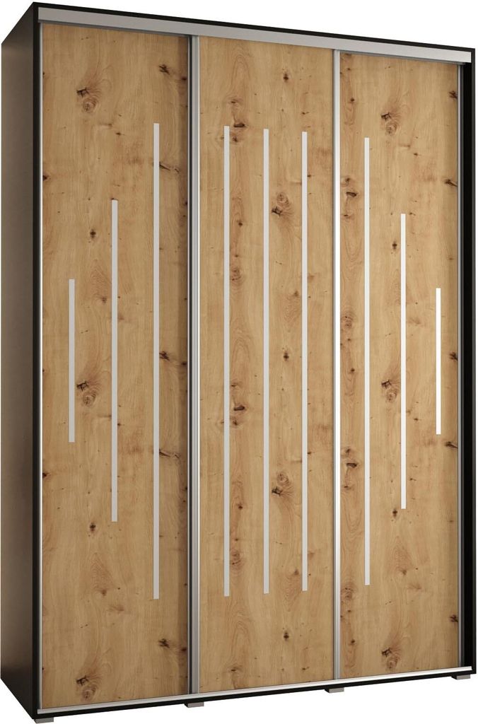 MEBLE KRYSPOL Davos 12 Schrank, drei Türen - 235,2x170x60 cm - Schwarz Artisan Silber