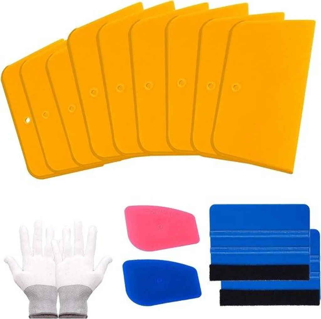 Kit pose film vitre anti-bulle 14 pcs plastique + gants - Finition pro