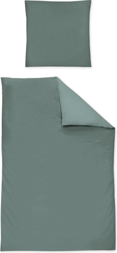 Irisette GmbH & Co. KG Mako-Satin uni Bettwäsche Set uni Paris 8000 Farbe grün Größe 135x200+80x80