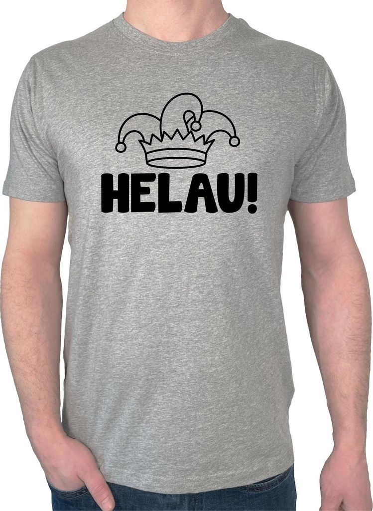 Huuraa Herren T-Shirt Helau Narrenkappe M Sport Grey Bio Baumwolle Fairtrade Herrenshirt Geschenkidee