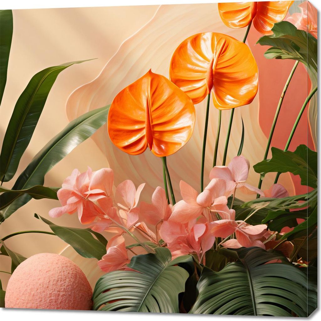 Bild 90x90cm Orange Paradies