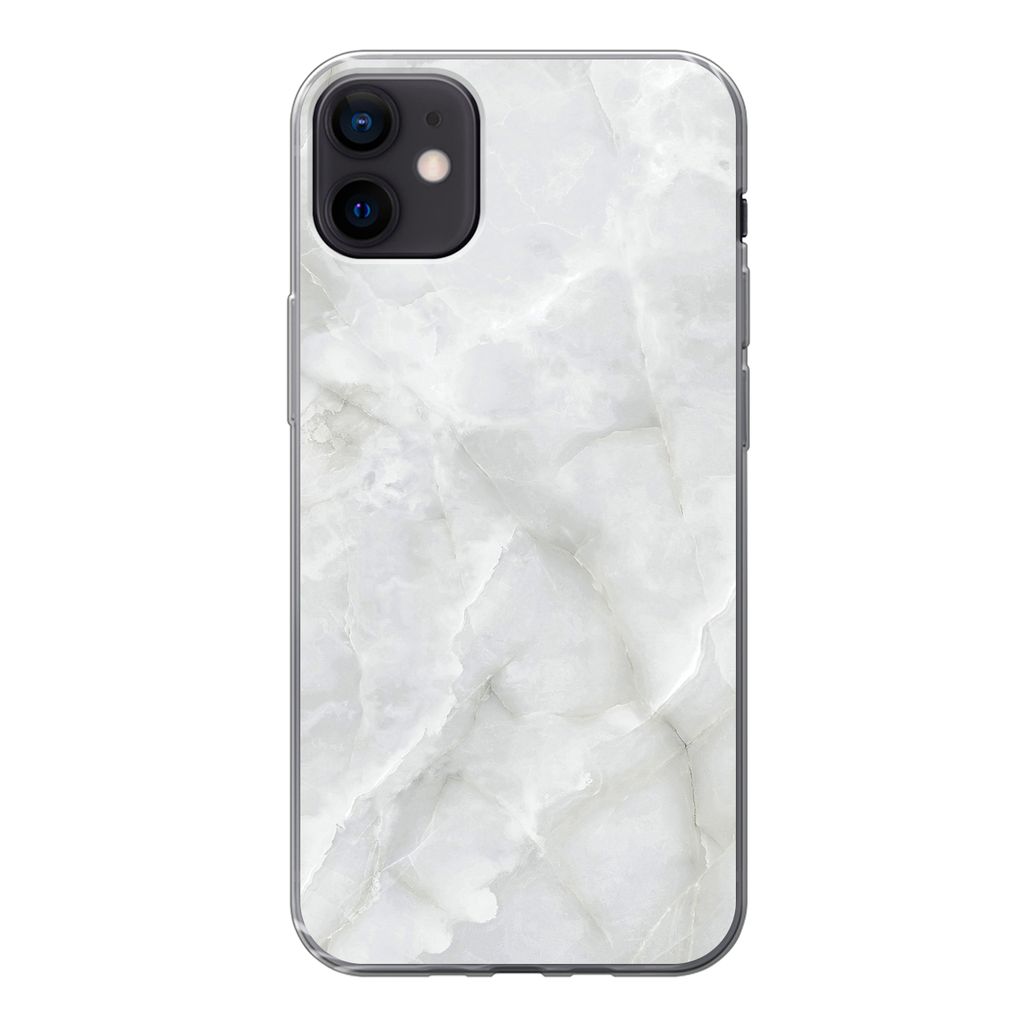 MuchoWow Handyhülle Schutzhülle Hülle für iPhone 12 mini Marmor - Weiß - Muster - Stein - Marmoroptik Silikon Softcase Handy Hülle - Bild