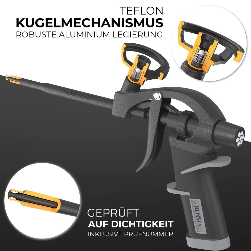Pistolet à Mousse Polyuréthane PTFE Anti-adhérent Réglage Débit à une Main