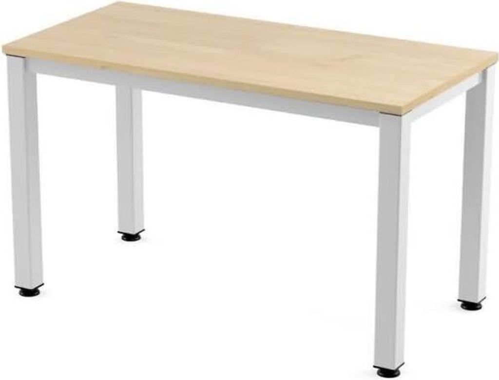 Schreibtisch Executive BxTxH 120x60x73cm Gestell weiß Platte Melamin buche.