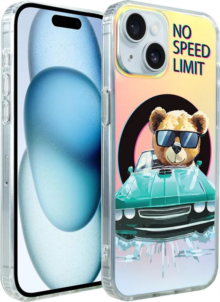 IBIZU California Sunset Custodia per iPhone 15 con MagSafe, cambio colore, auto blu, auto blu