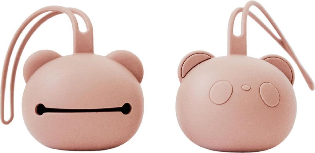 Schnullerbox Silikon, Schnulleraufbewahrung - BPA-frei - Sichere Aufbewahrung, Hochwertiges Zubehör für Kinder & Babys, Panda Design - KIDKOOL Rosa