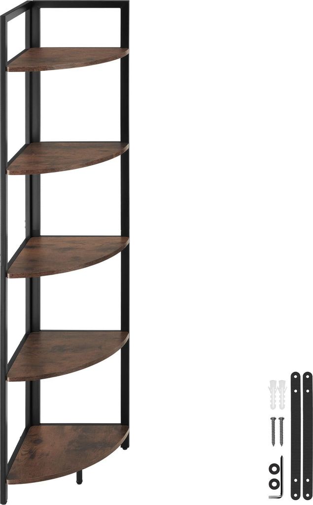 Étagère d’angle Castlebar 30 x 30 x 150 cm - Bois foncé Image du produit 