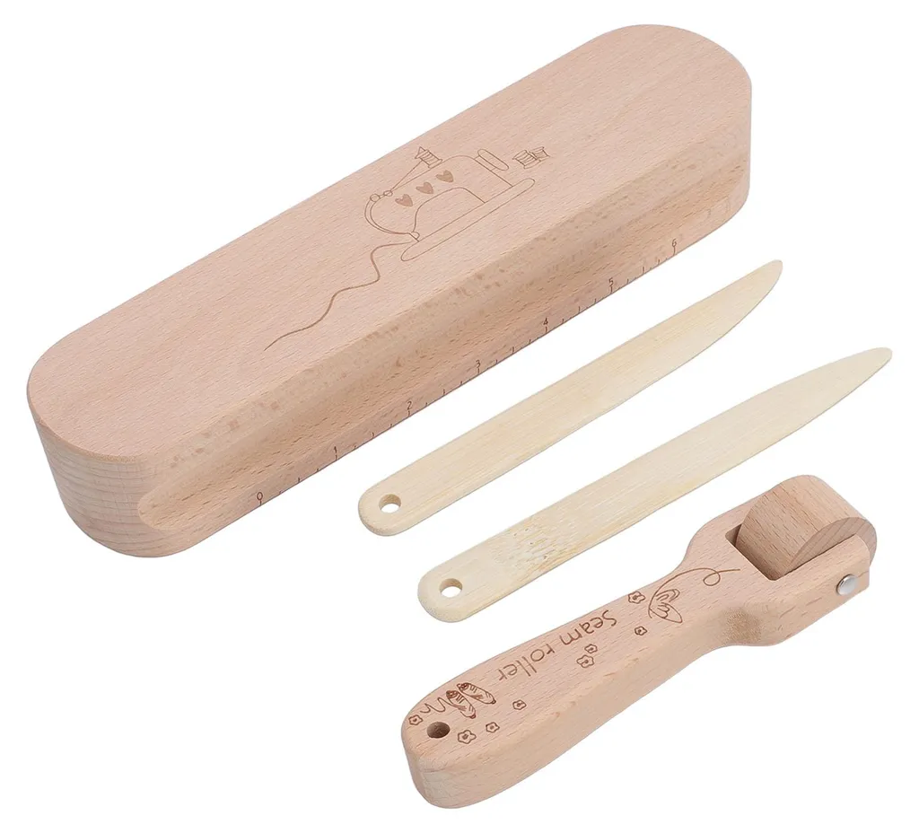 Kit couture Schneider en bois de hêtre avec rouleau et lisseur 4 pcs