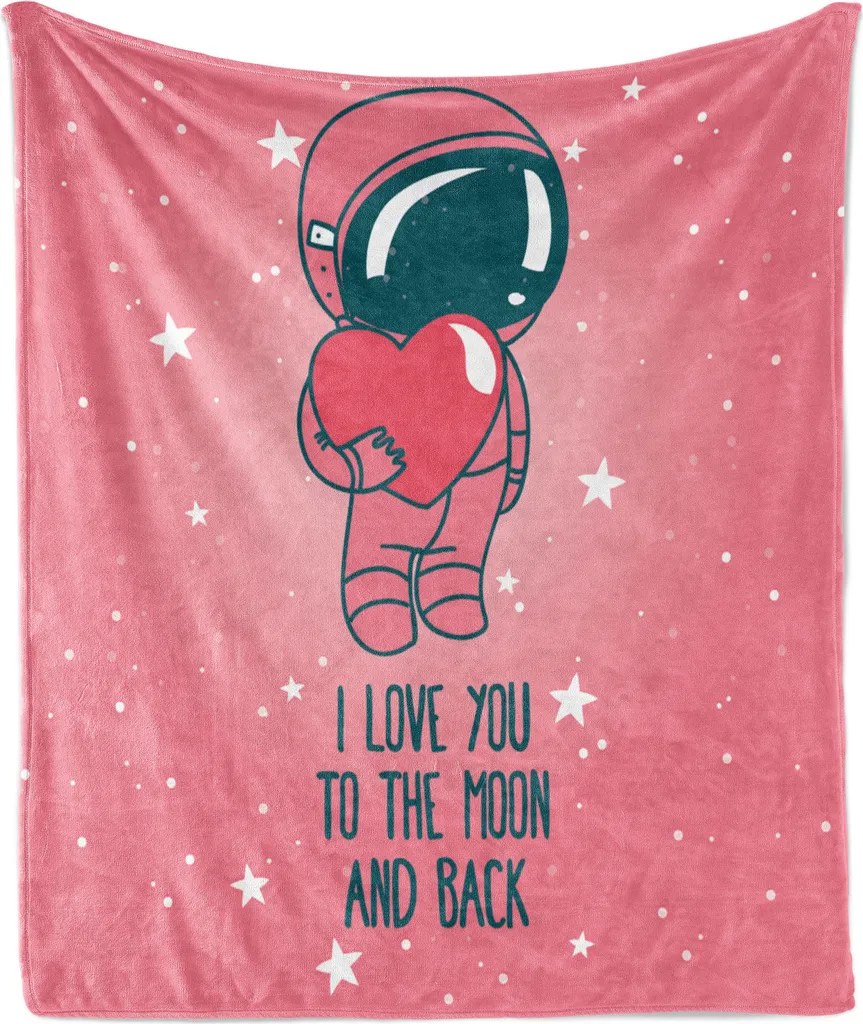 ABAKUHAUS Plaid Design Astronauta 125x175 cm Morbida Flanella Rosa