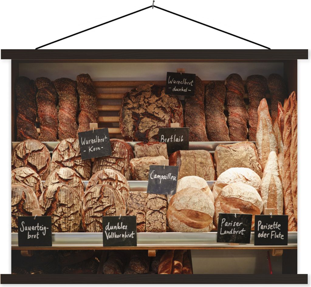 MuchoWow Textilposter Verschiedene Sandwiches in den Regalen 40x30 cm mit schwarzem Rahmen - Dekorationen