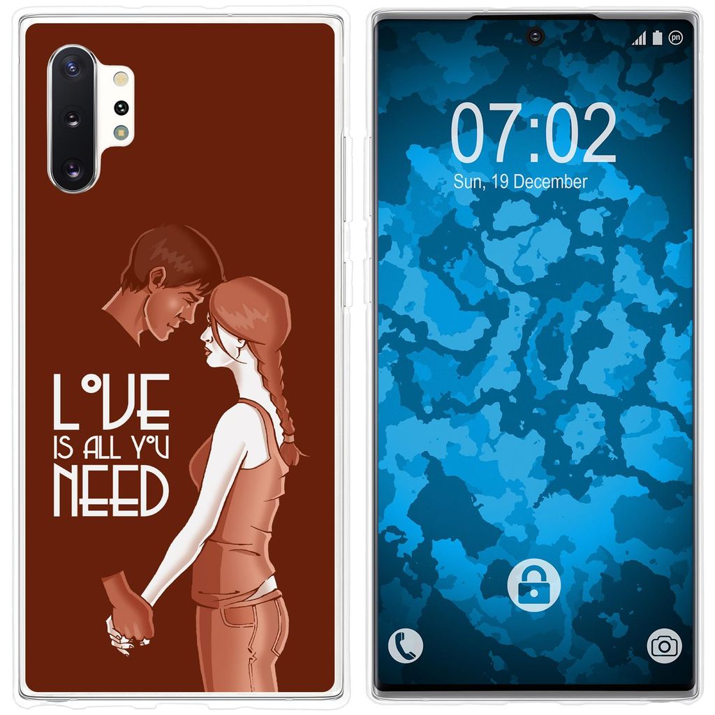 PhoneNatic Case kompatibel mit Samsung Galaxy Note 10+ Silikon-Hülle in Love Beziehung M3