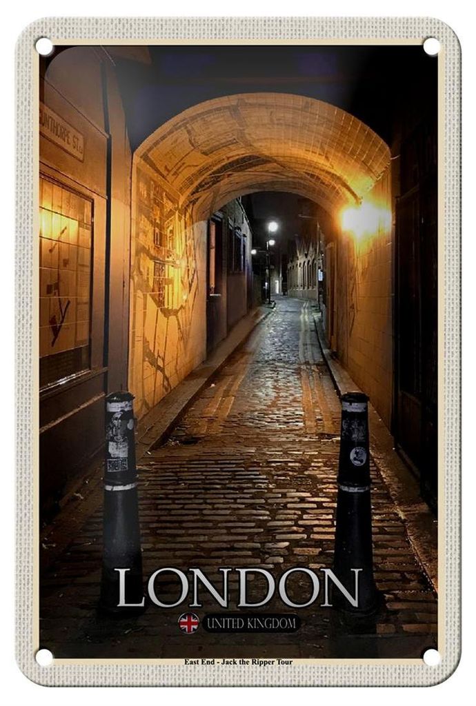 Blechschild Städte London East End Jack Ripper Tour 12x18cm Schild