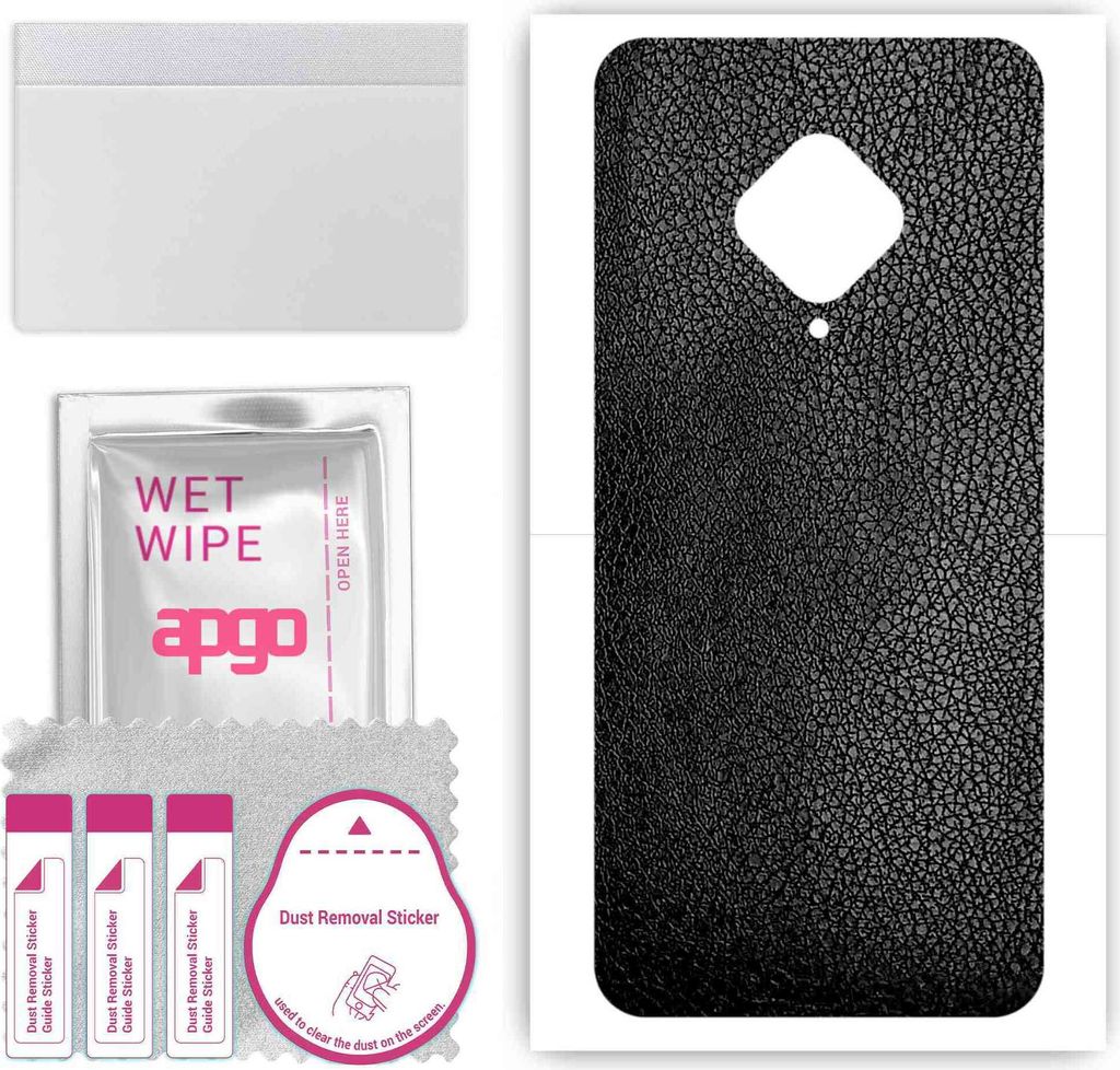 apgo Rückseite Schutzfolie, Skin, kompatibel mit Vivo X50E, Hinten Displayschutzfolie aus Vinylfolie, kratzfest, einfache Montage - Schwarzes Leder