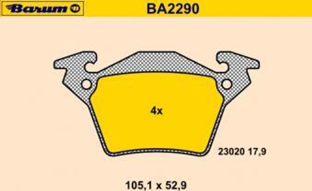 BARUM Bremsbelagsatz, Scheibenbremse Hinterachse BA2290