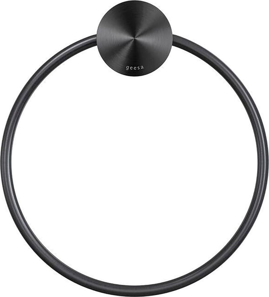 Geesa Handtuchhaken Wand Opal Handtuchring zum Bohren, schwarz gebürstet