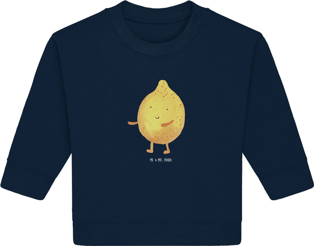Mr. & Mrs. Panda Organic Baby Pullover Beste Freunde Zitrone 6. - 12. Monat - French Navy - Geschenk, Bullover, Fehlende Keywords, Lustige Sprüche