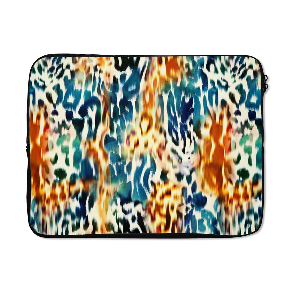 MuchoWow Laptop Hülle 15 Zoll Orange - Blau - Tiermuster - Muster Laptoptasche - Laptoptasche - Sleeve - Rundum-Schutz