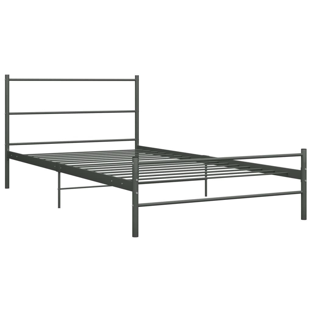 vidaXL Rama łóżka szary metal 100 × 200 cm Zdjęcie produktu 