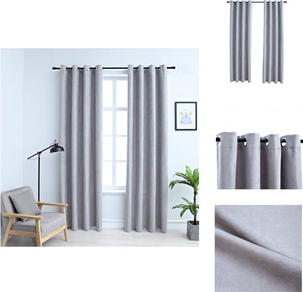 vidaXL Verdunkelungsvorhänge mit Metallösen 2 Stk. Grau 140x245cm - Vorhänge & Gardinen