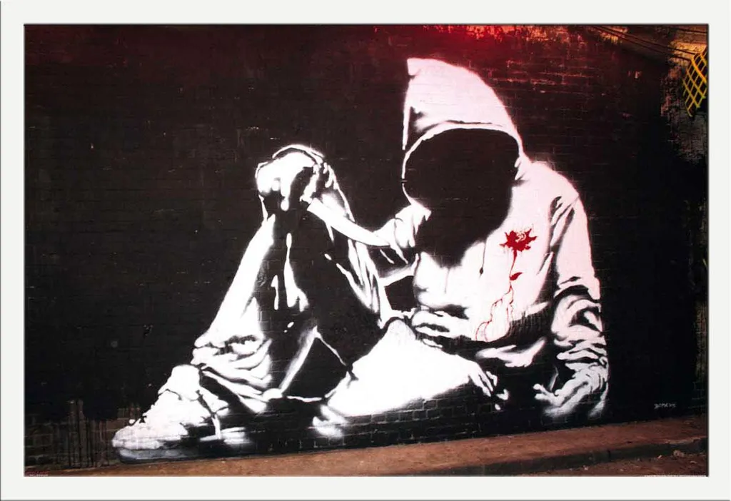 Combo Esclusiva Banksy: Felpa Graffiti e Cornice Shinsuke® Bianca