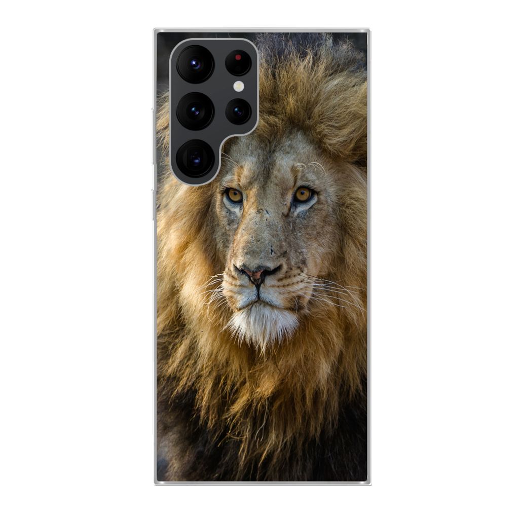 MuchoWow Handyhülle Schutzhülle Hülle für Samsung Galaxy S22 Ultra Löwe - Porträt - Wild Silikon Softcase Handy Hülle - Abbildung