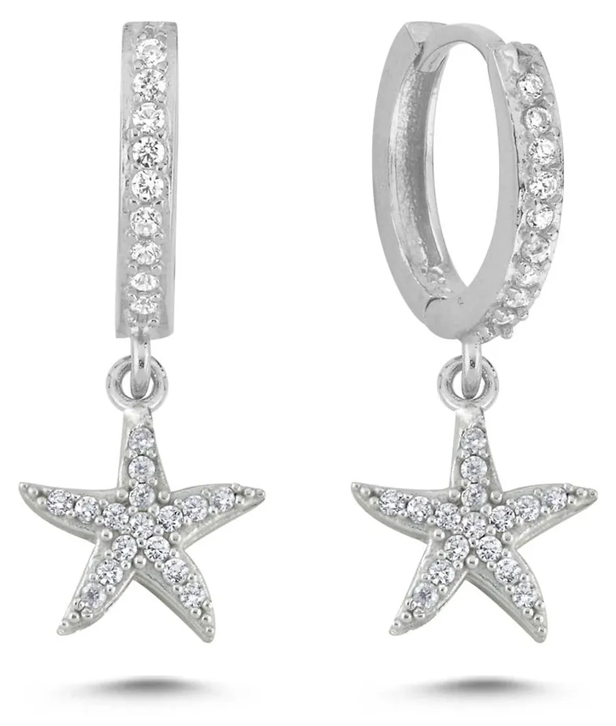 Boucles d'oreilles Étoile de mer en argent anti-ternissement et hypo