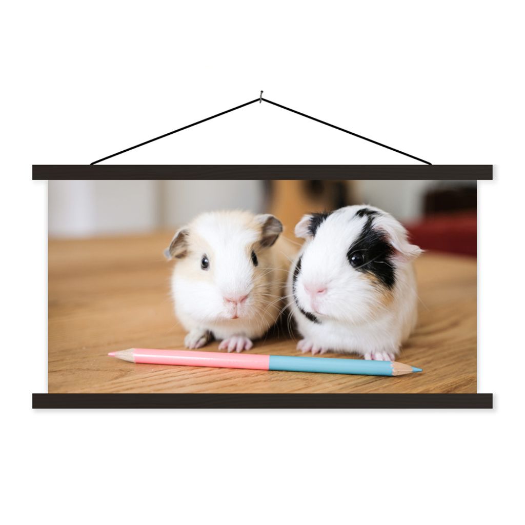 MuchoWow Textilposter Entzückende Baby-Meerschweinchen 60x30 cm mit schwarzem Rahmen - Textilien