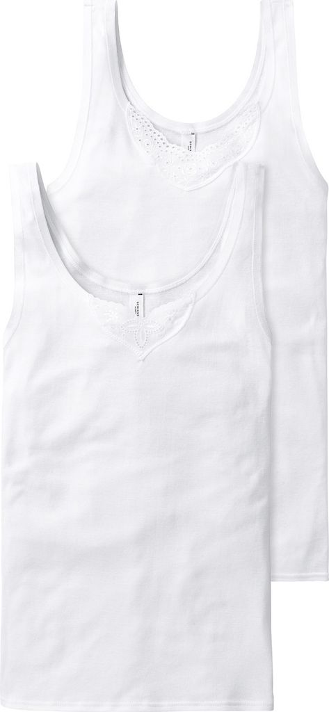 Schiesser Damen 2PACK Trägertop weiss 050 Produktbild 