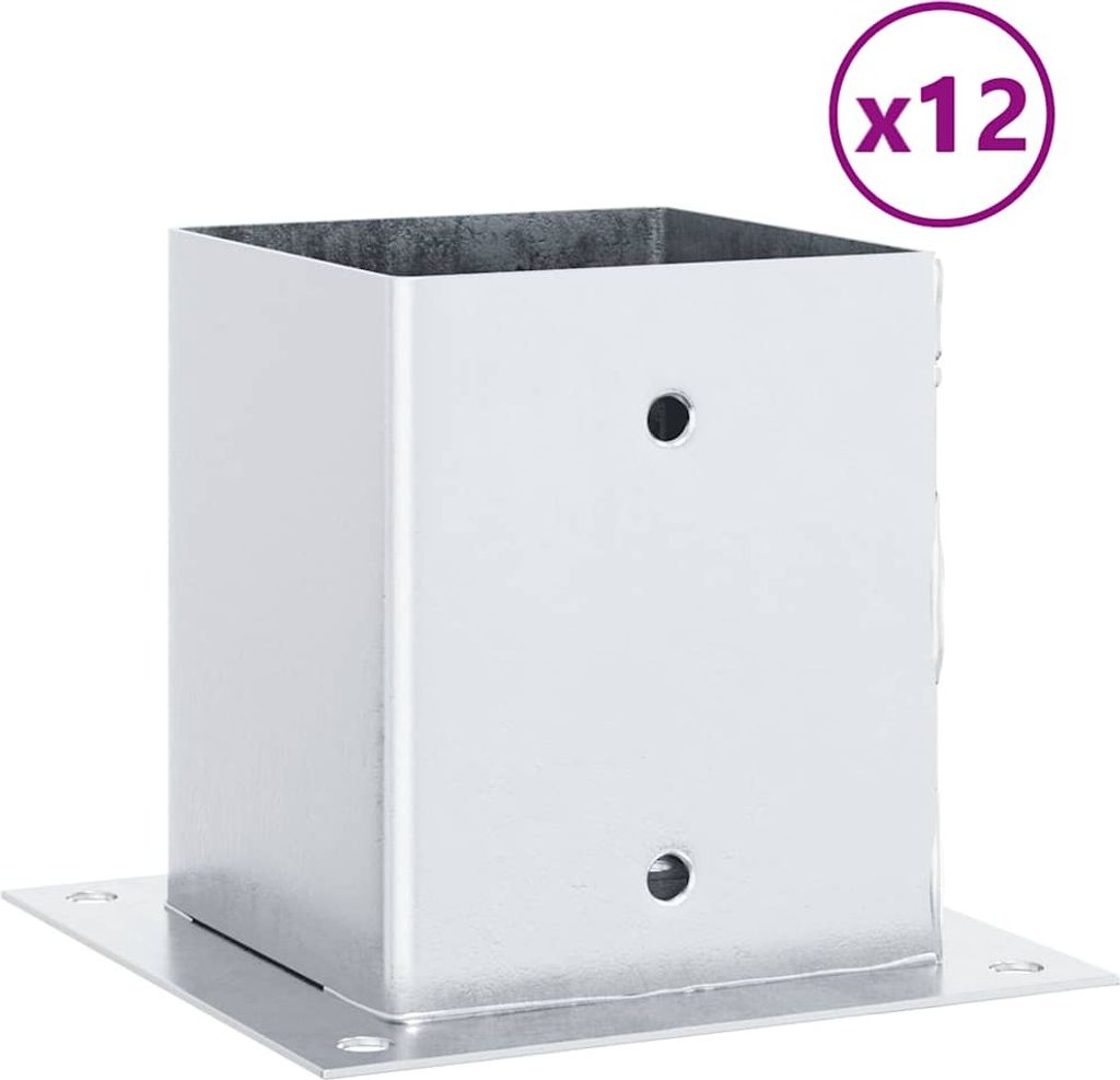 vidaXL Pfostenträger Quadratisch 12 Stk. 121x121 mm Stahl Verzinkt