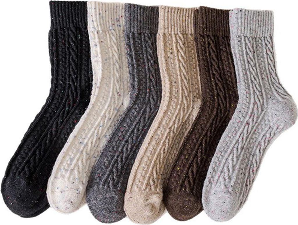 INF 6 Paar Wollsocken - Mehrfarbig: Warme, Rutschfeste & Schweißabsorbierende