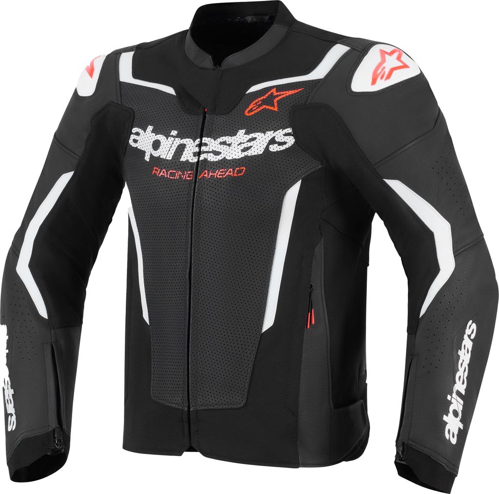Alpinestars GP Force V2 Air Motorrad Lederjacke, schwarz/weiß, 56