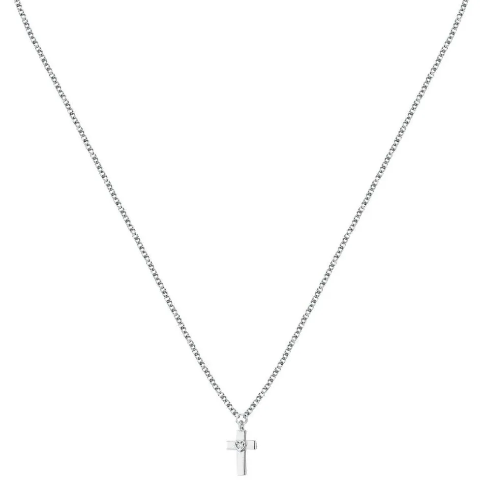 Collier croix argent et zircone pour cadeau de baptême ou anniversaire