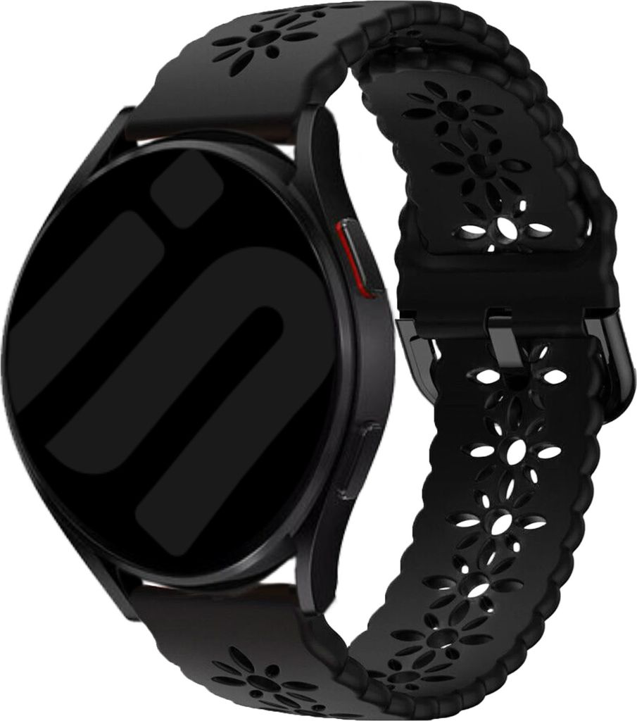 Strap-it Samsung Galaxy Watch 6 Classic 47mm Gemustertes Silikon Armband (Schwarz)