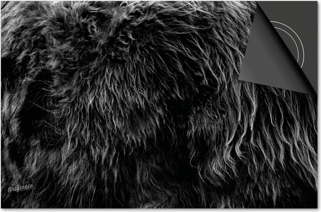 Induktionsschutz 71x52 - abdeckplatte Induktion matt- Dietrix Kochfeldschutz- DELUXE - Schottischer Highlander 13 - Mantel Schwarz Weiß