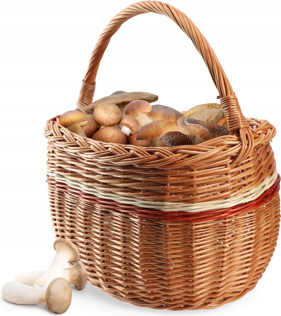 KADAX Weidenkorb für Pilze, Ovaler Korb zum Einkaufen, robuster Picknickkorb mit dem Henkelgriff (Mix, 44x26x41cm)